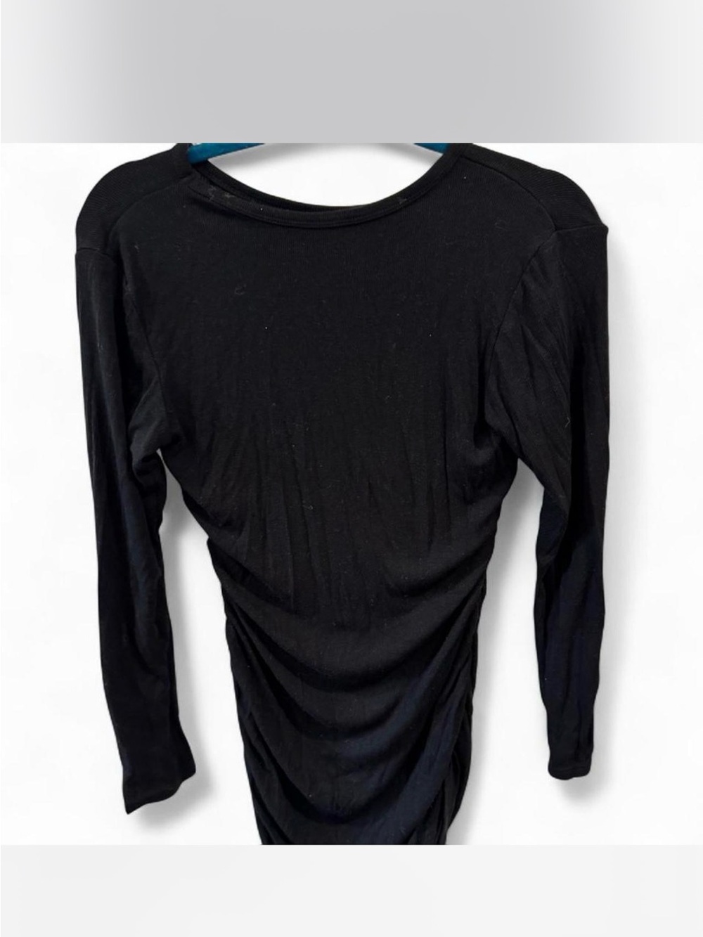 Black Long Sleeve Ruched Bodycon Dress